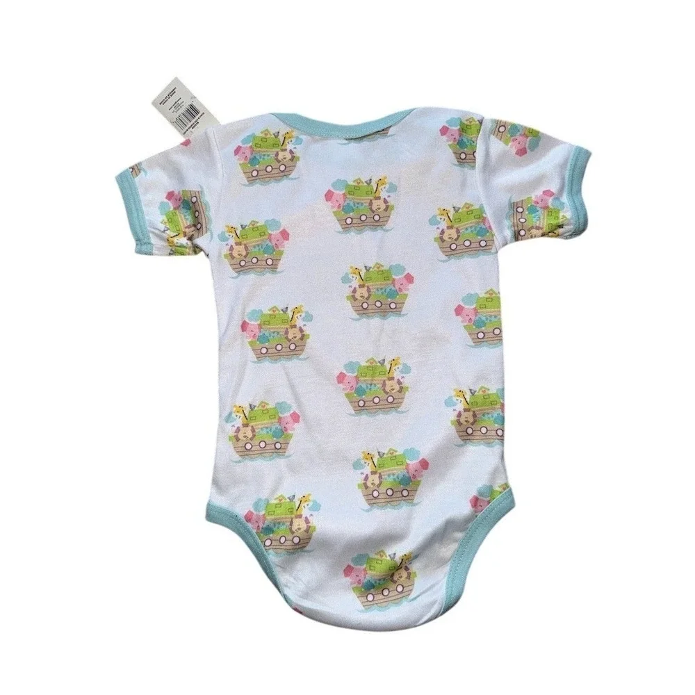 GANZ Baby Noah's Ark Diaper Shirt Bodysuit One-Piece 3-6‎ Months White religious